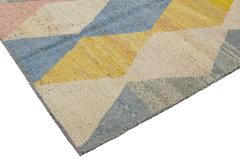 Extra Large Harlequin Pattern Pile Rug, Pastel Color, 21st Century