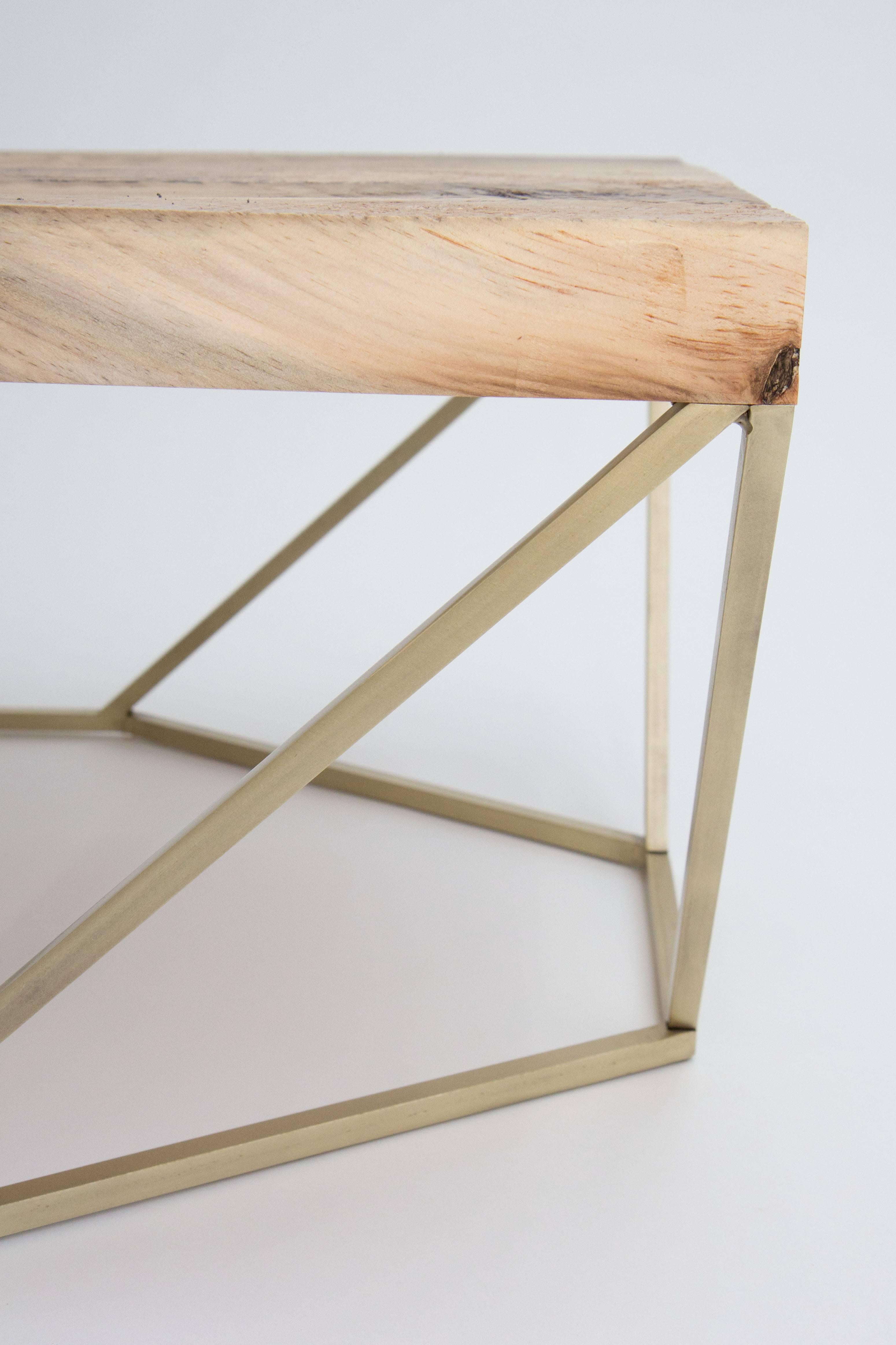 wood and brass coffee table