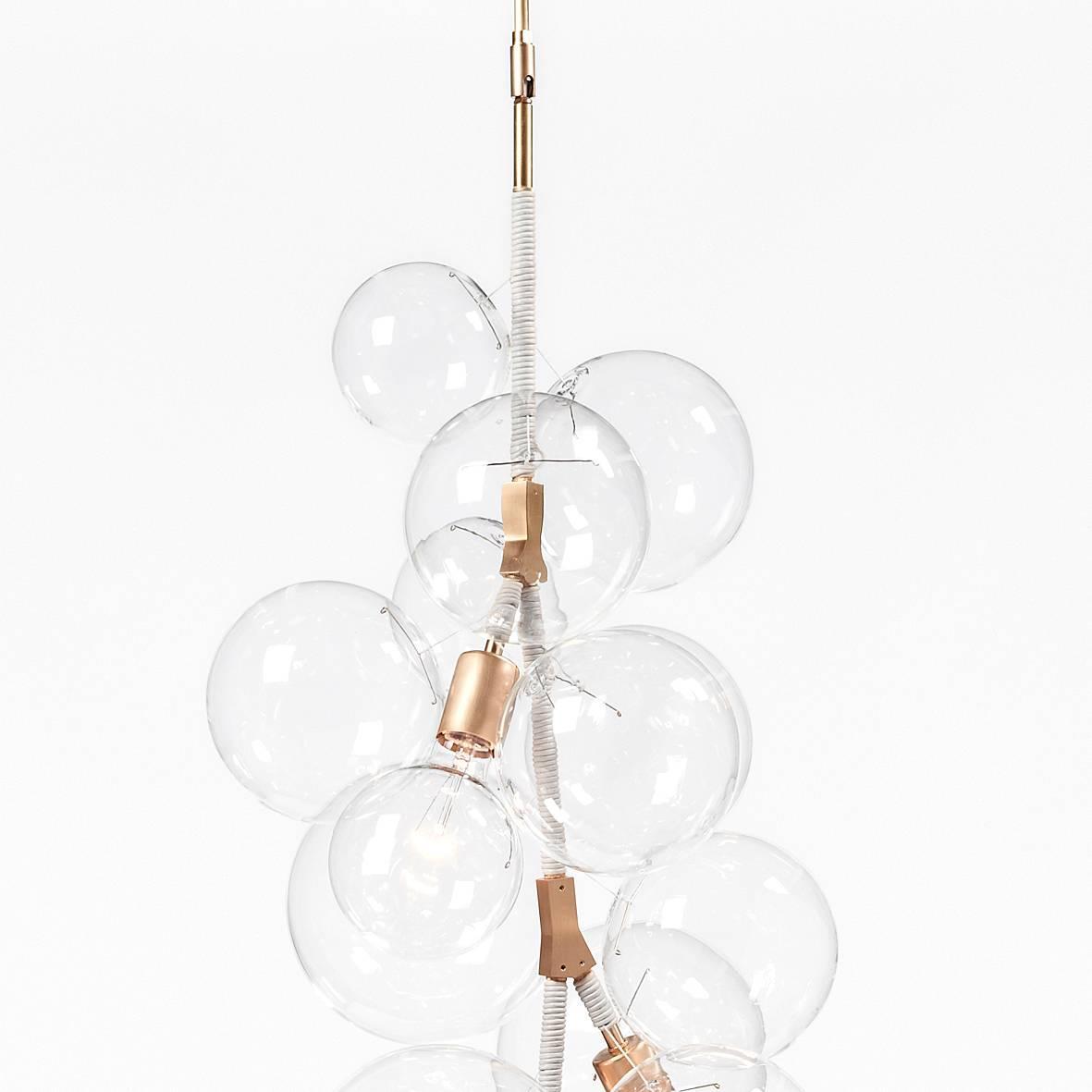 X Tall Bubble Chandelier In White Leather And Satin Brass By Pelle X Tall Bubble Chandelier In White Leather And Satin Brass By Pelle For At 1stdibs