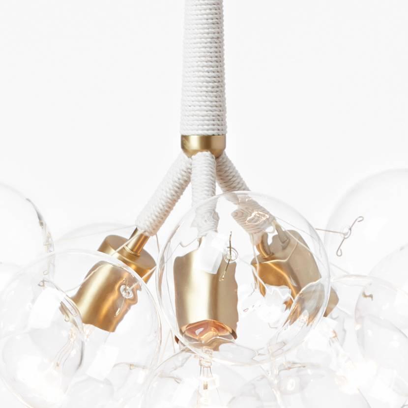 American Original Bubble Chandelier in Natural Cotton and Satin Brass by Pelle For Sale