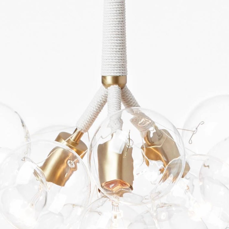 American Original Bubble Chandelier in Natural Cotton and Satin Brass by Pelle For Sale