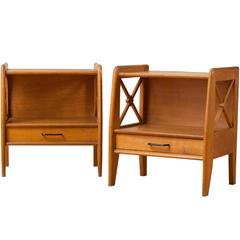 Pair of Side Tables in Solid Oak, circa 1950 1