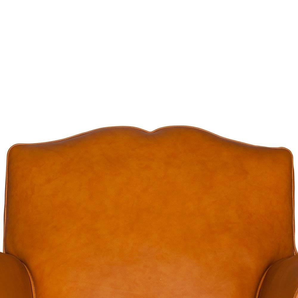 Pair of Leather Mustache French Club Chairs, 1950s For Sale 1