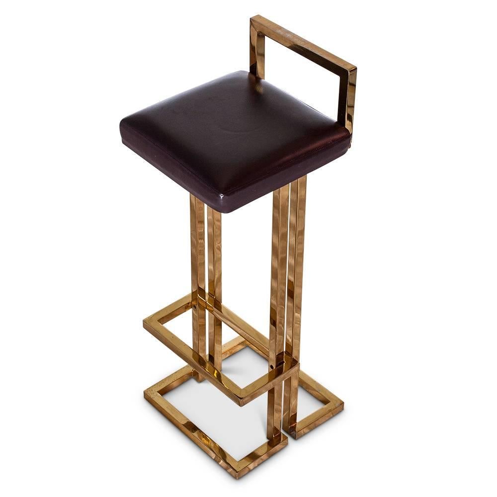 Mid-Century Modern Belgo Chrome, Bar and Four Stools Set, circa 1970