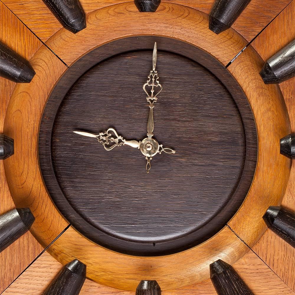Guillerme et Chambron Floor Oak Clock, France, 1960 In Excellent Condition For Sale In Lesquin   , FR