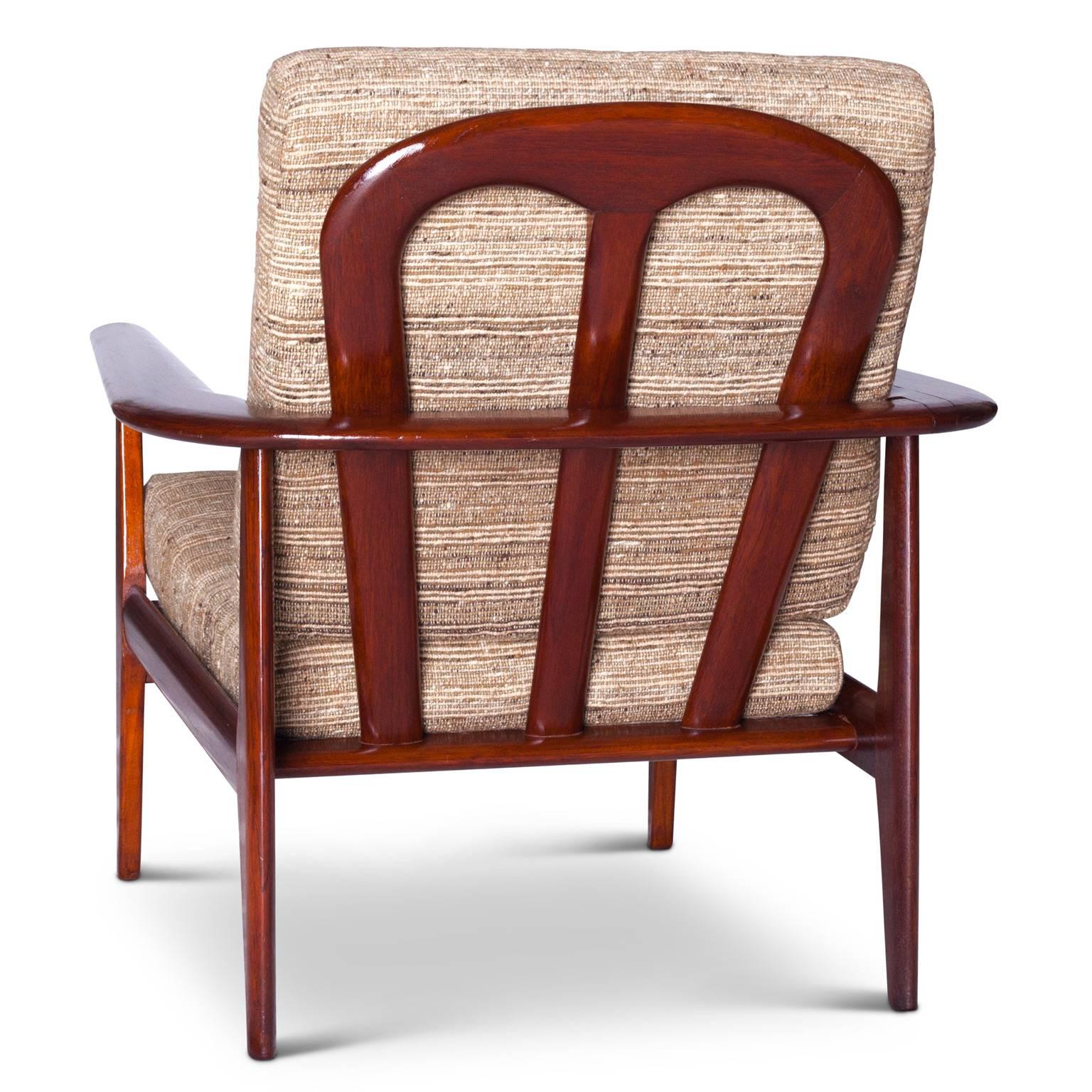 Pair of Danish Armchairs In Mahogany with Original Cushions, circa 1960 For Sale 1