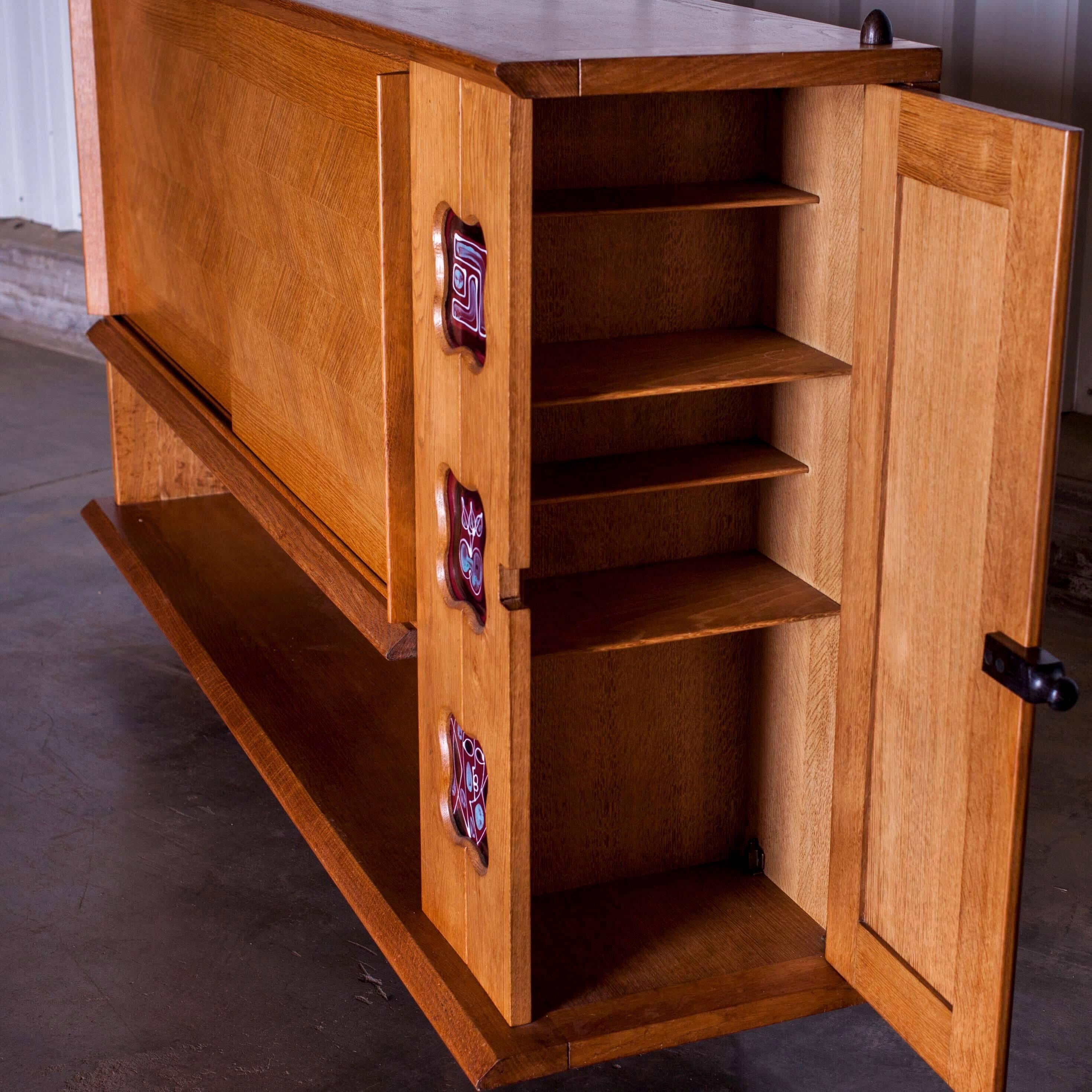 Mid-20th Century Oak Sideboard by Votre Maison, Guillerme et Chambron, circa 1960, France For Sale