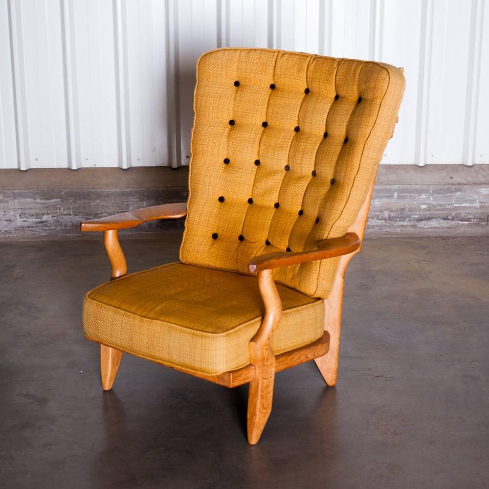 Oak Pair of French Armchairs, Guillerme and Chambron, France, circa 1960