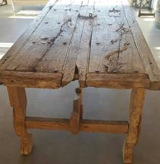 Antique Trestle Table Made from an 18th Century Church Door