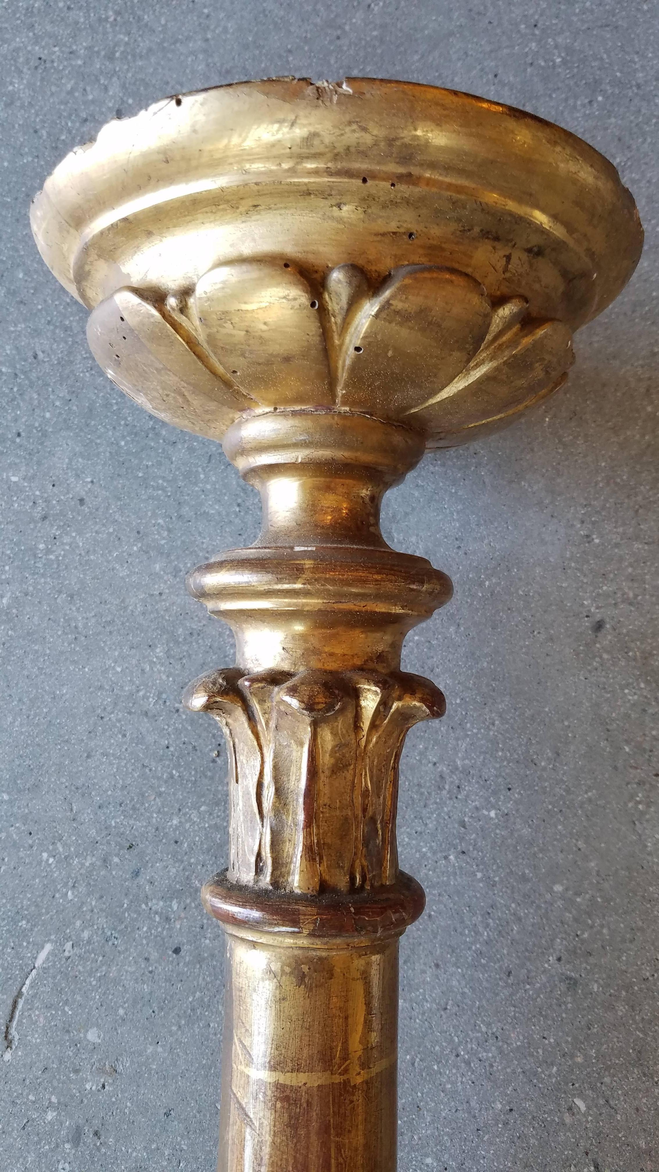 Italian Grand Early 19th Century Antique Giltwood Candle Stand from Northern Italy