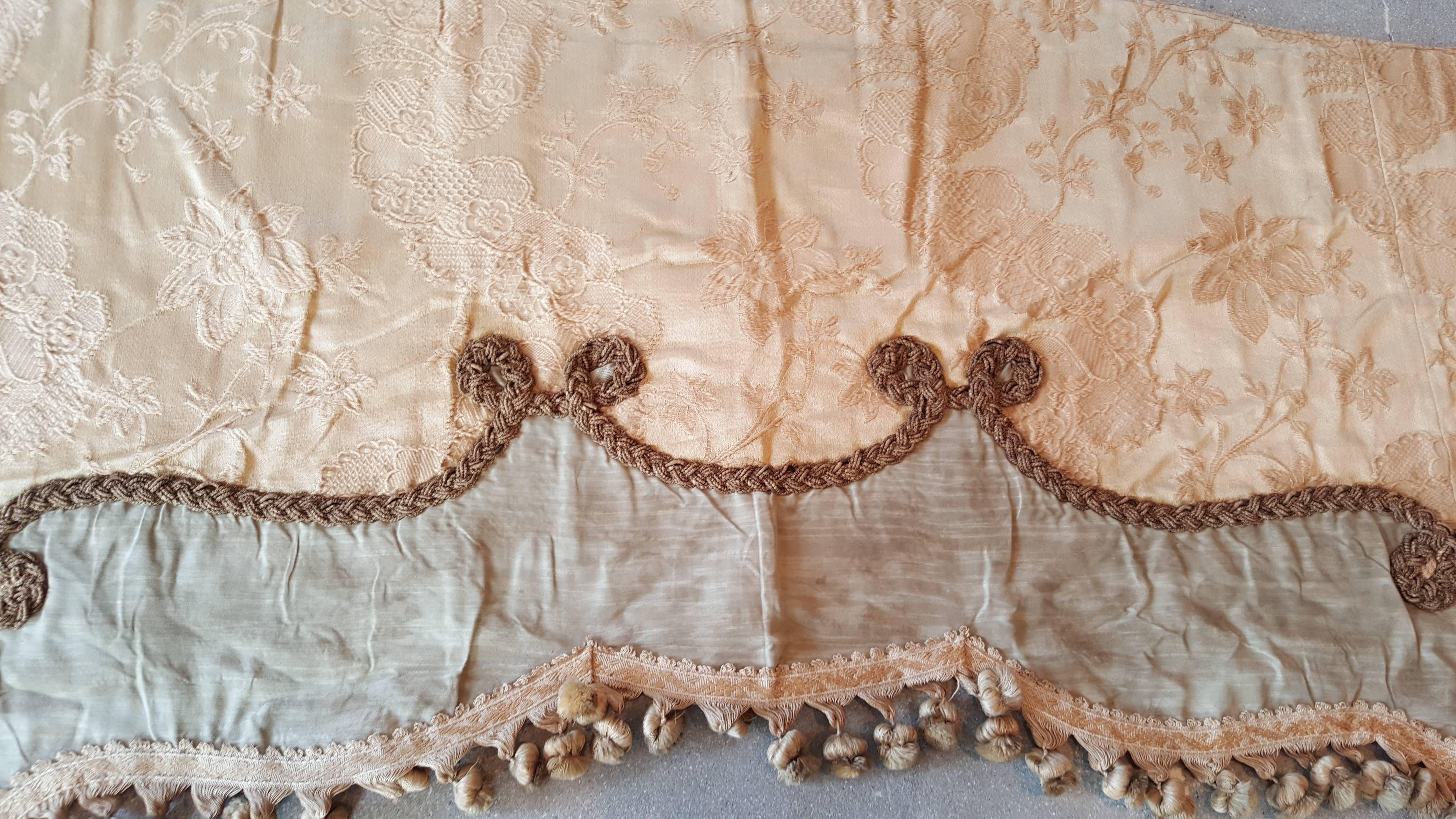 This antique French textile is a beautiful piece in perfect condition with very little wear aside from its metallic roped design that has lost it's metallic patina. Its size allows for many different uses from bedding to pillows and original use as