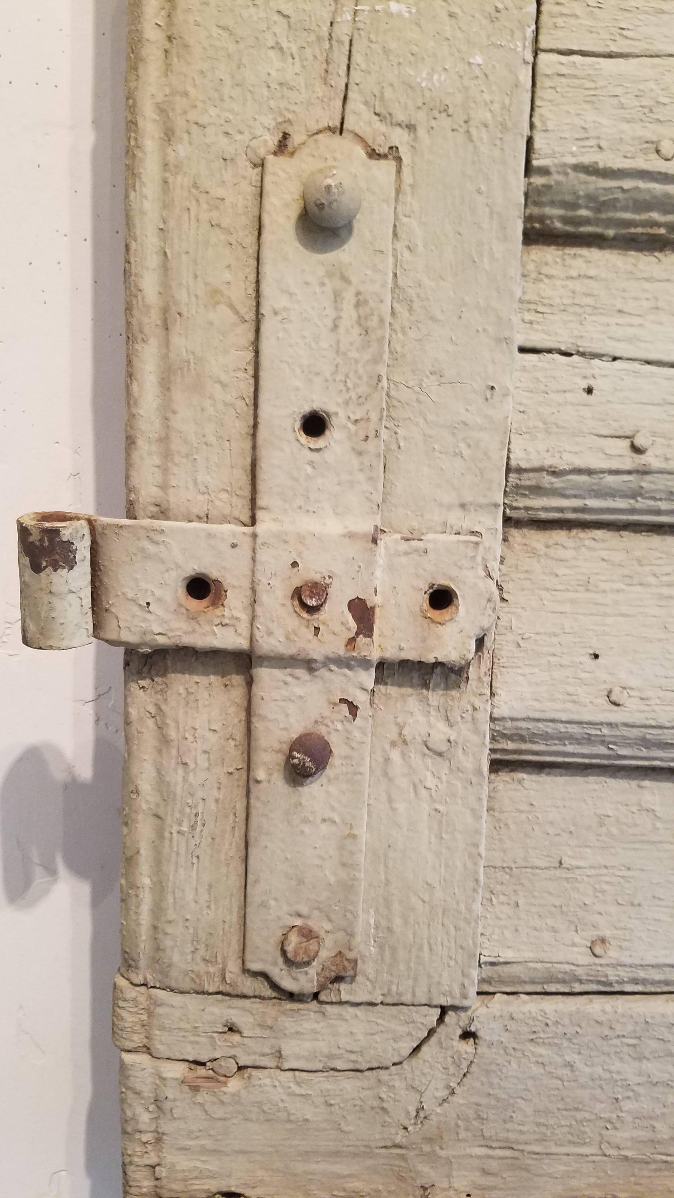 Painted Antique Door Panel with Original Hardware For Sale