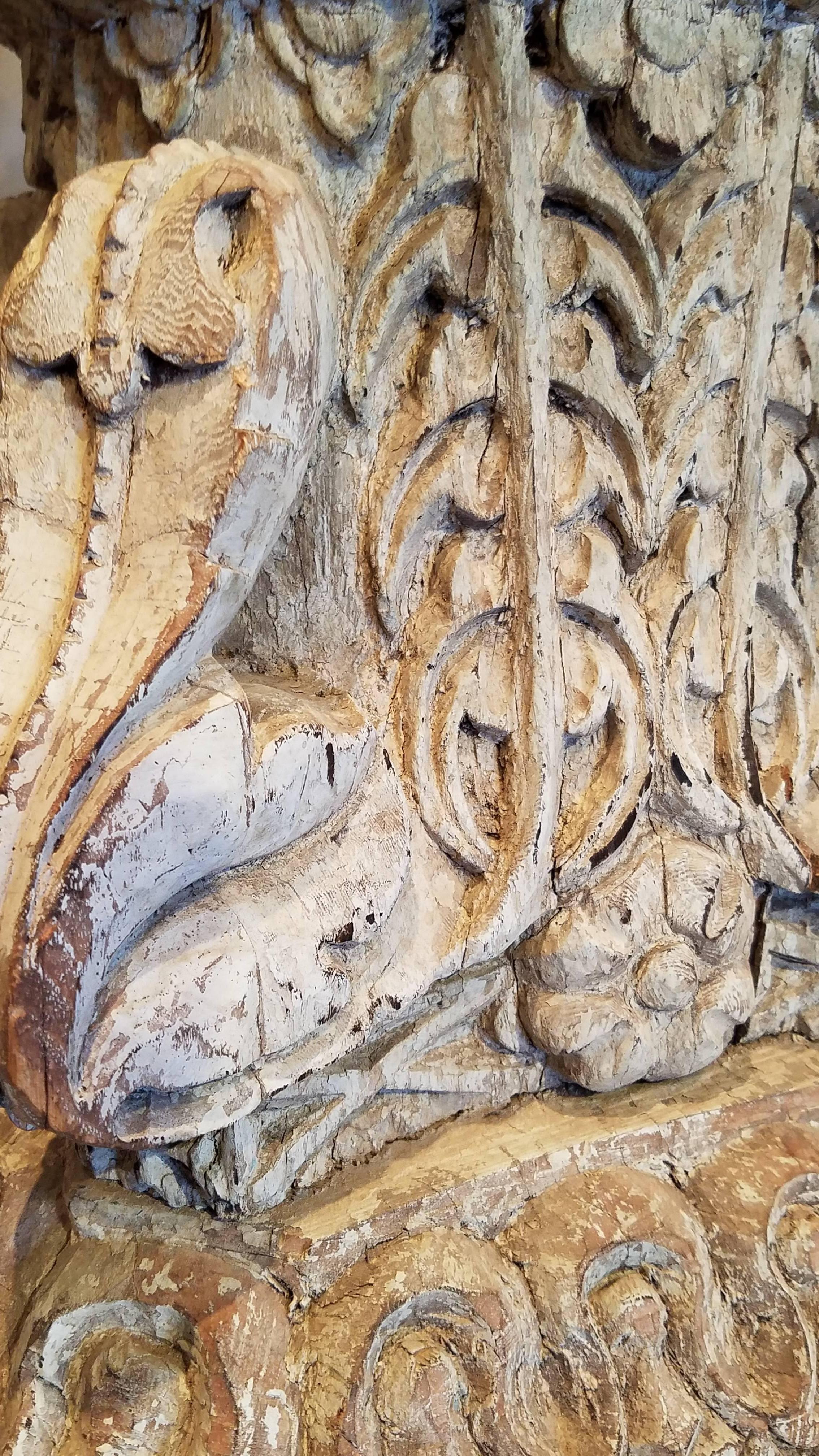 Pair of Architectural Wood Capitals, circa 1910 In Good Condition In Cardiff, CA