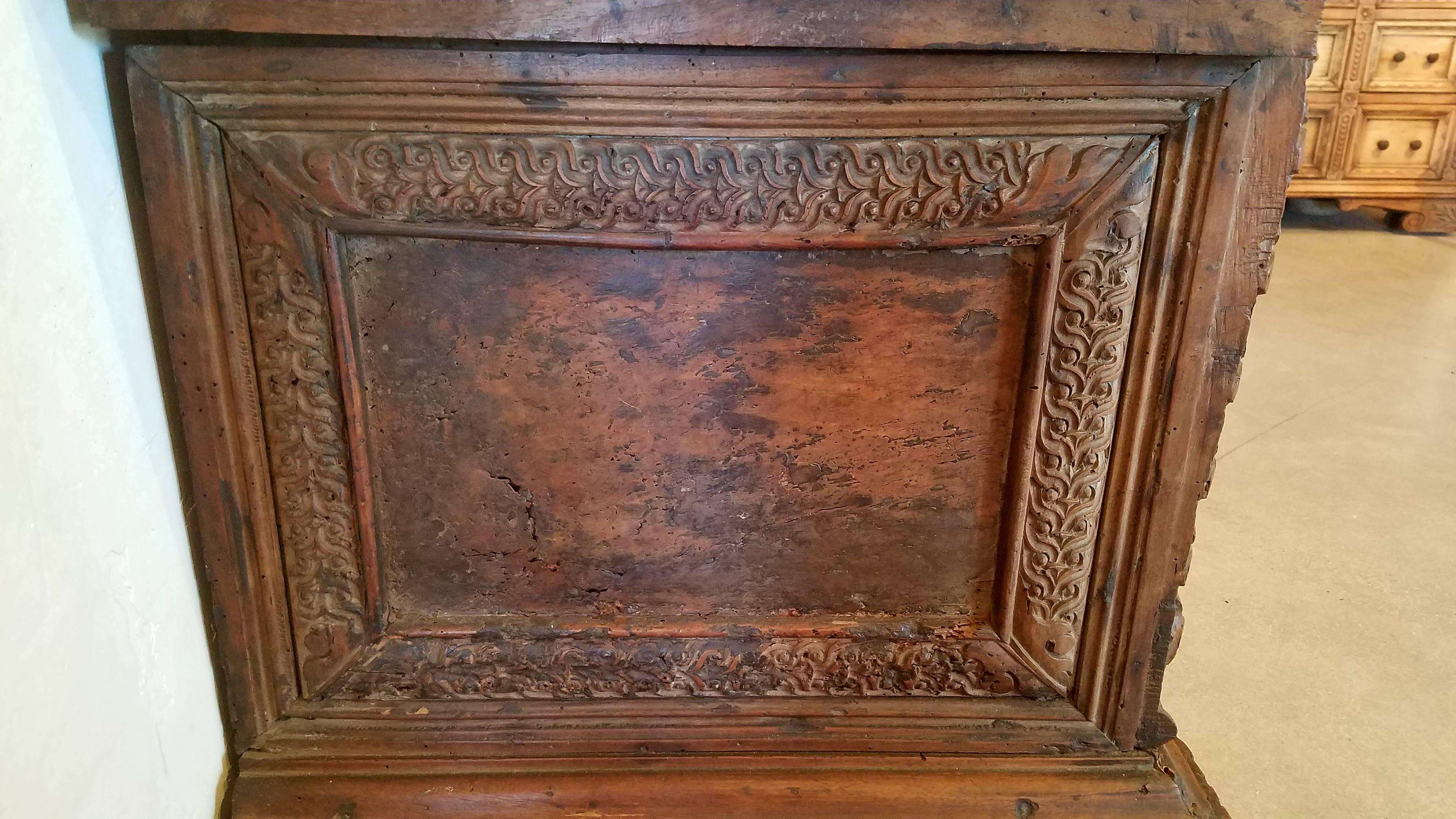 Wood 17th Century Italian Renaissance Carved Cassone