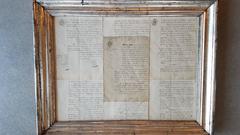 19th Century French Notaire Documents in a Louis Philippe Silver Gilt Frame