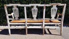 19th Century Gustavian Bench Settee with Rush Seat