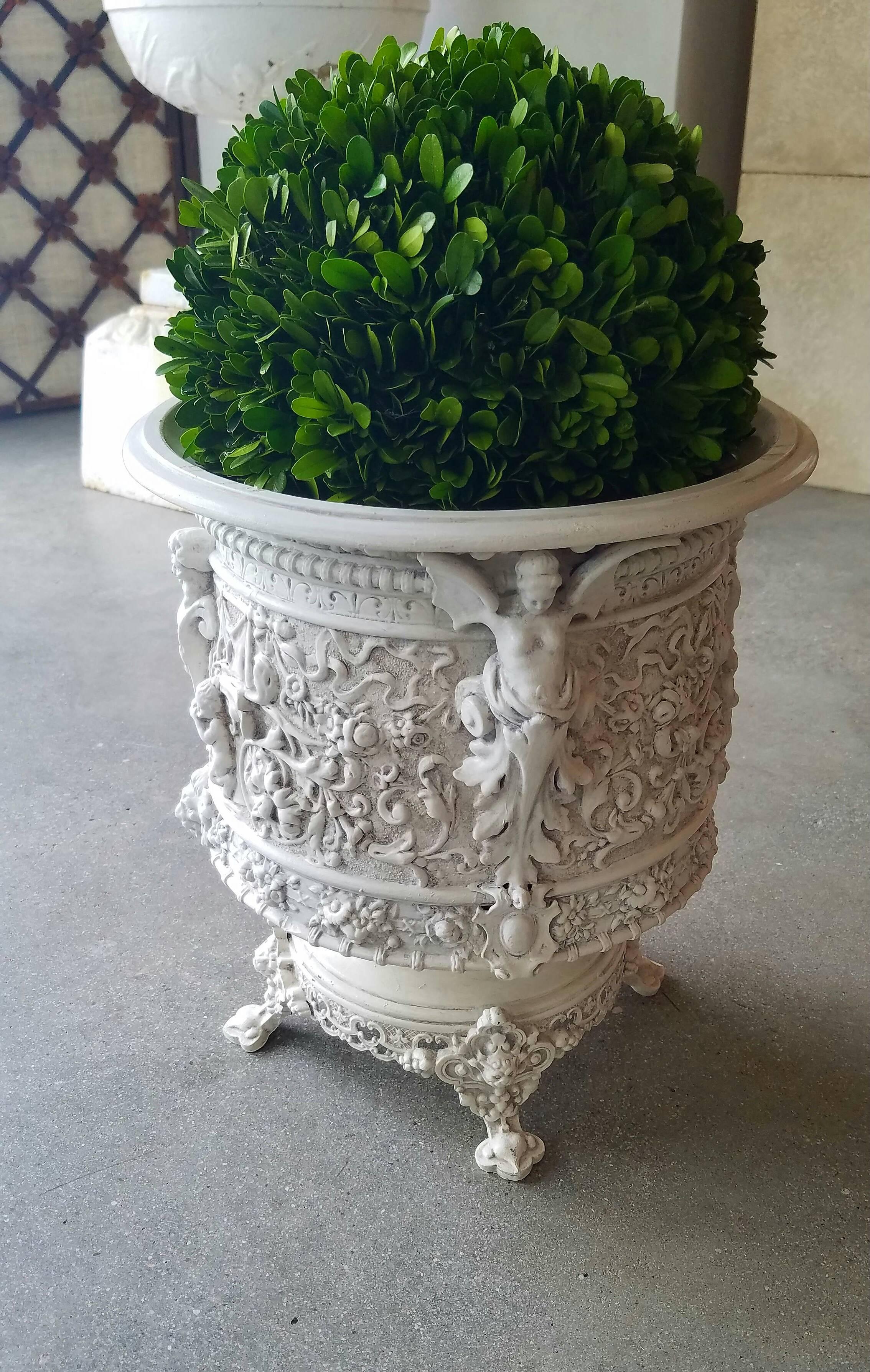  Italian Terracotta Planter with Angels and Fawn, Cherubs and Swags 1