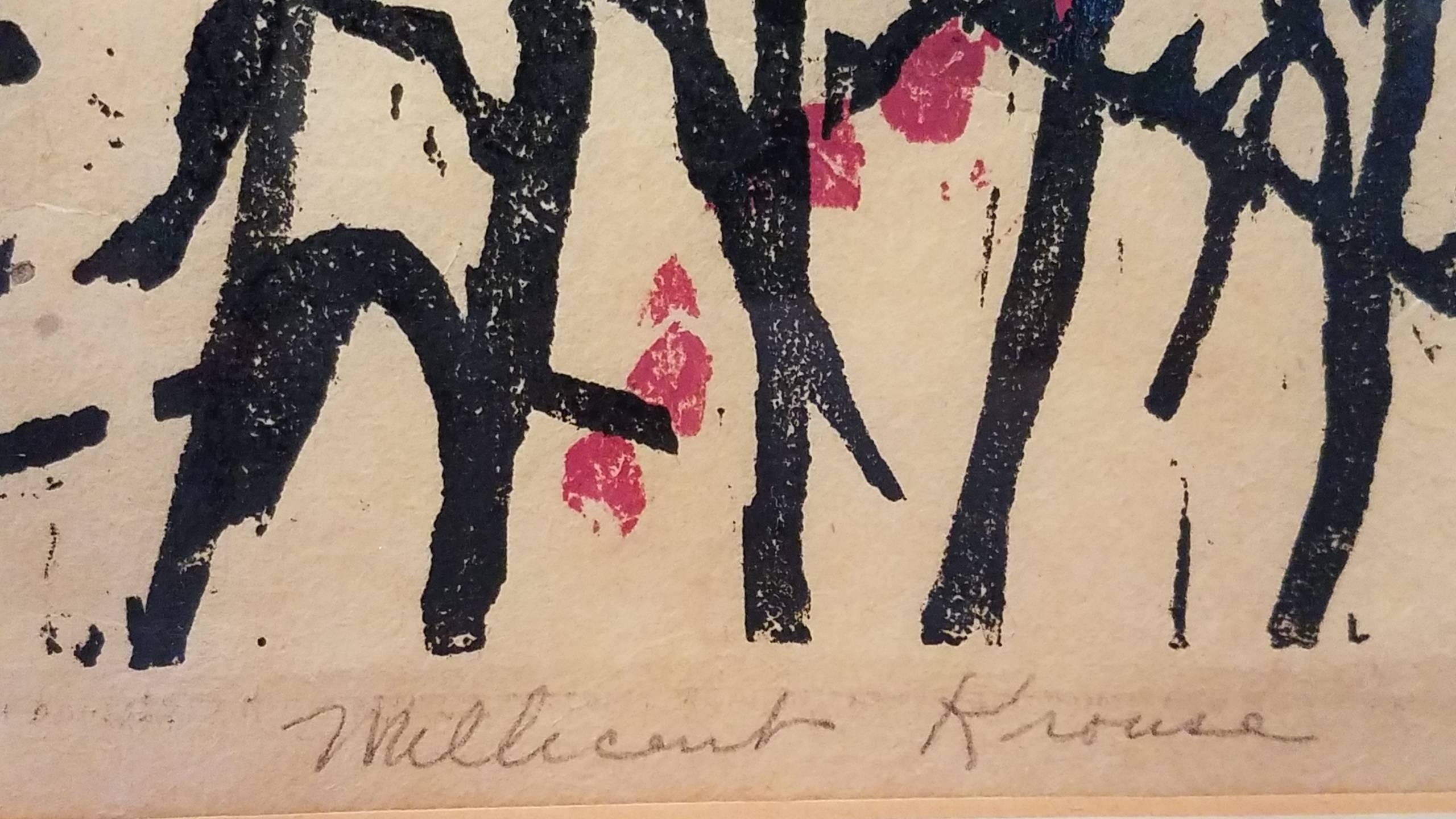 Mid Century Modern Block Print by Millicent Krause For Sale at 1stDibs