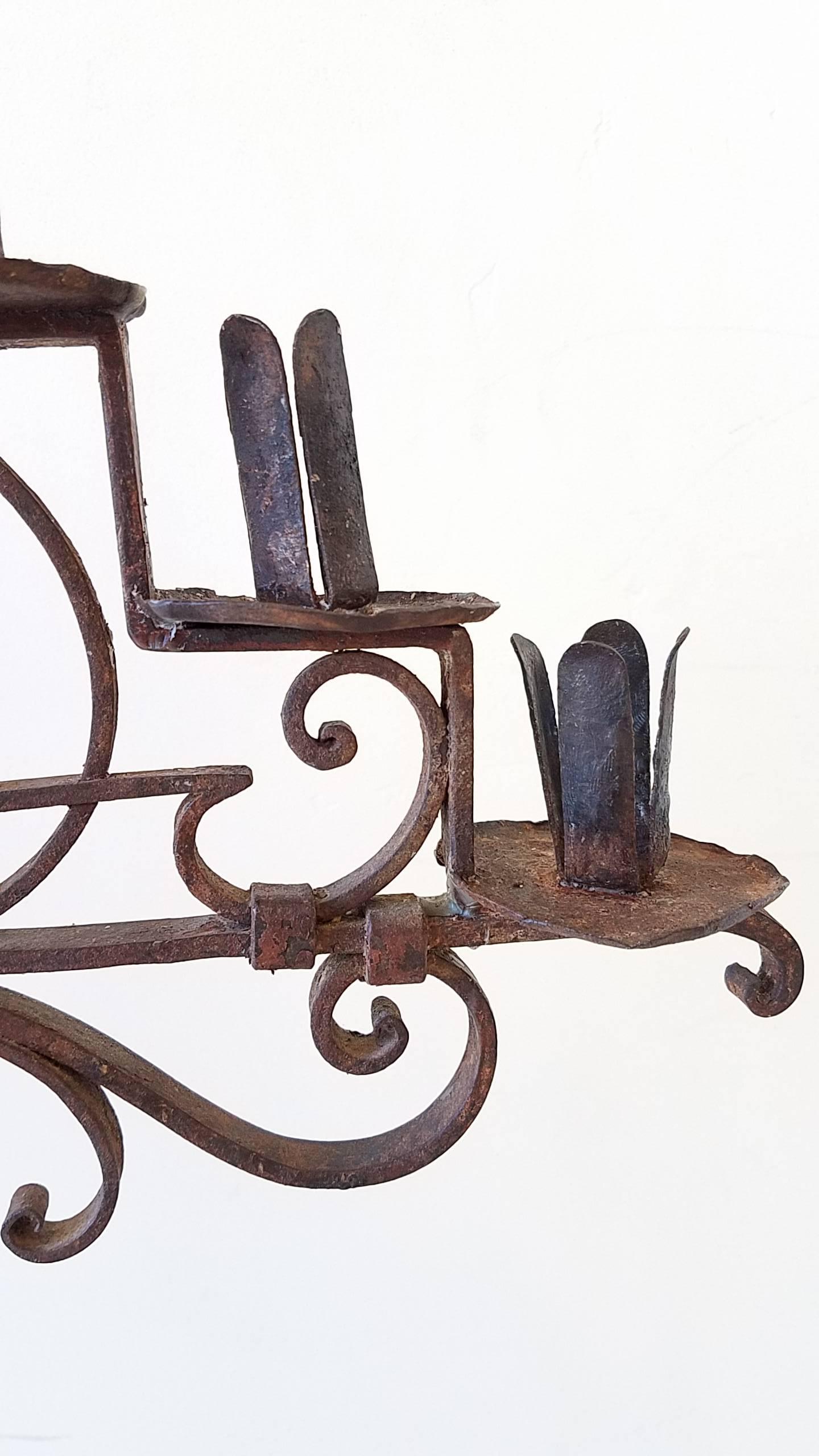 Wrought Iron Pair of 19th Century Italian Candelabras