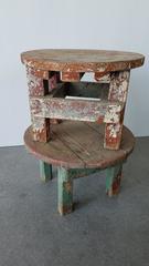 Pair of Early 20th Century Rustic Farm Stools with Original Paint