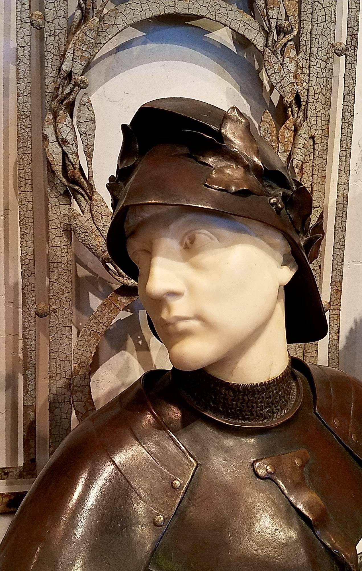 Exceptional 19th Century Bronze and Marble Bust by Emmanuel Hannaux, 1855-1934 For Sale 3
