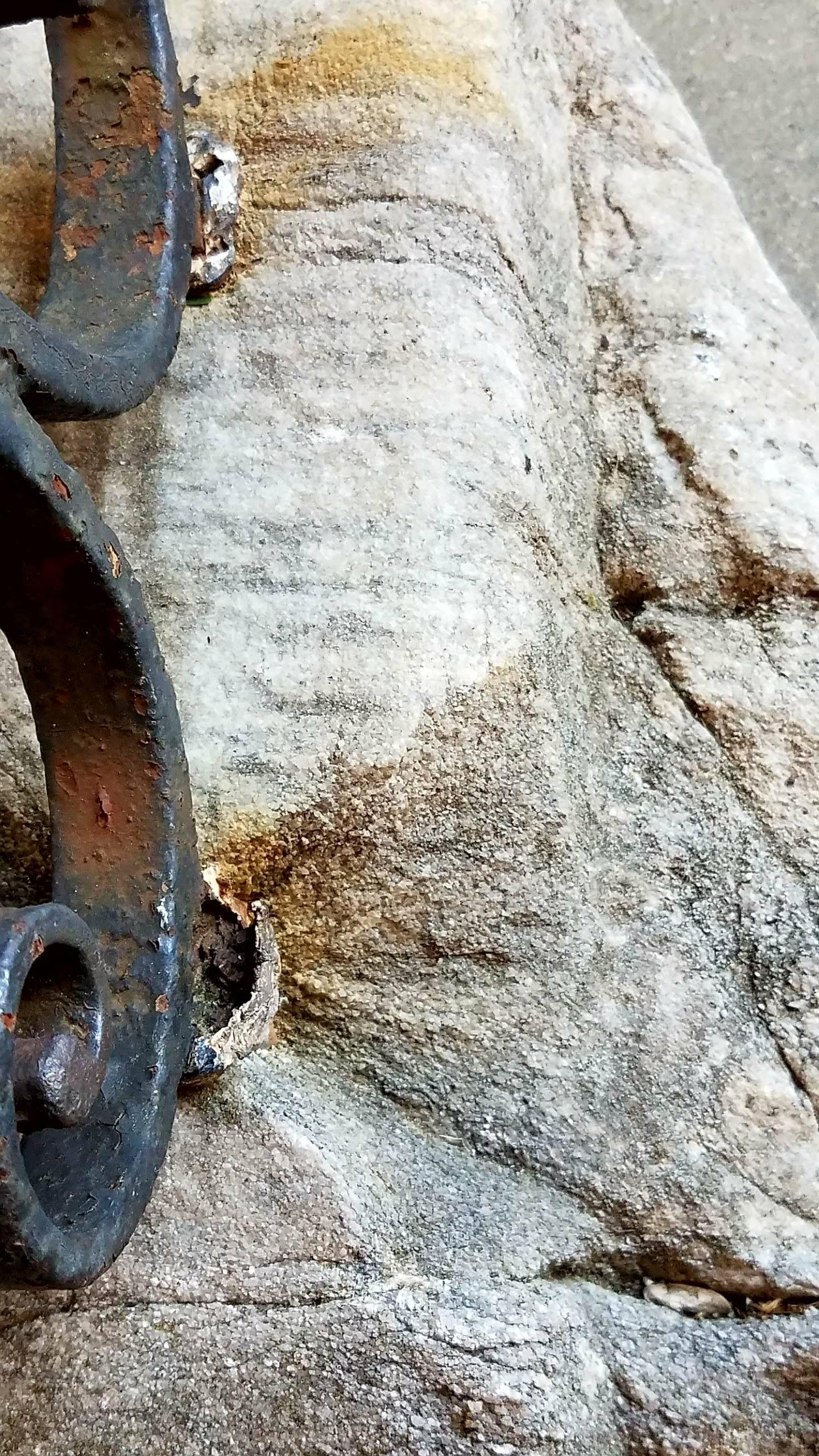 19th Century Wrought Iron Boot Scrape on a Large Chunk of Old Stone 1