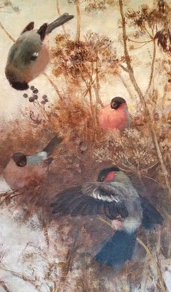 20th Century Original Oil by German Born Kurt Meyer-Eberhardt of Birds in Snow