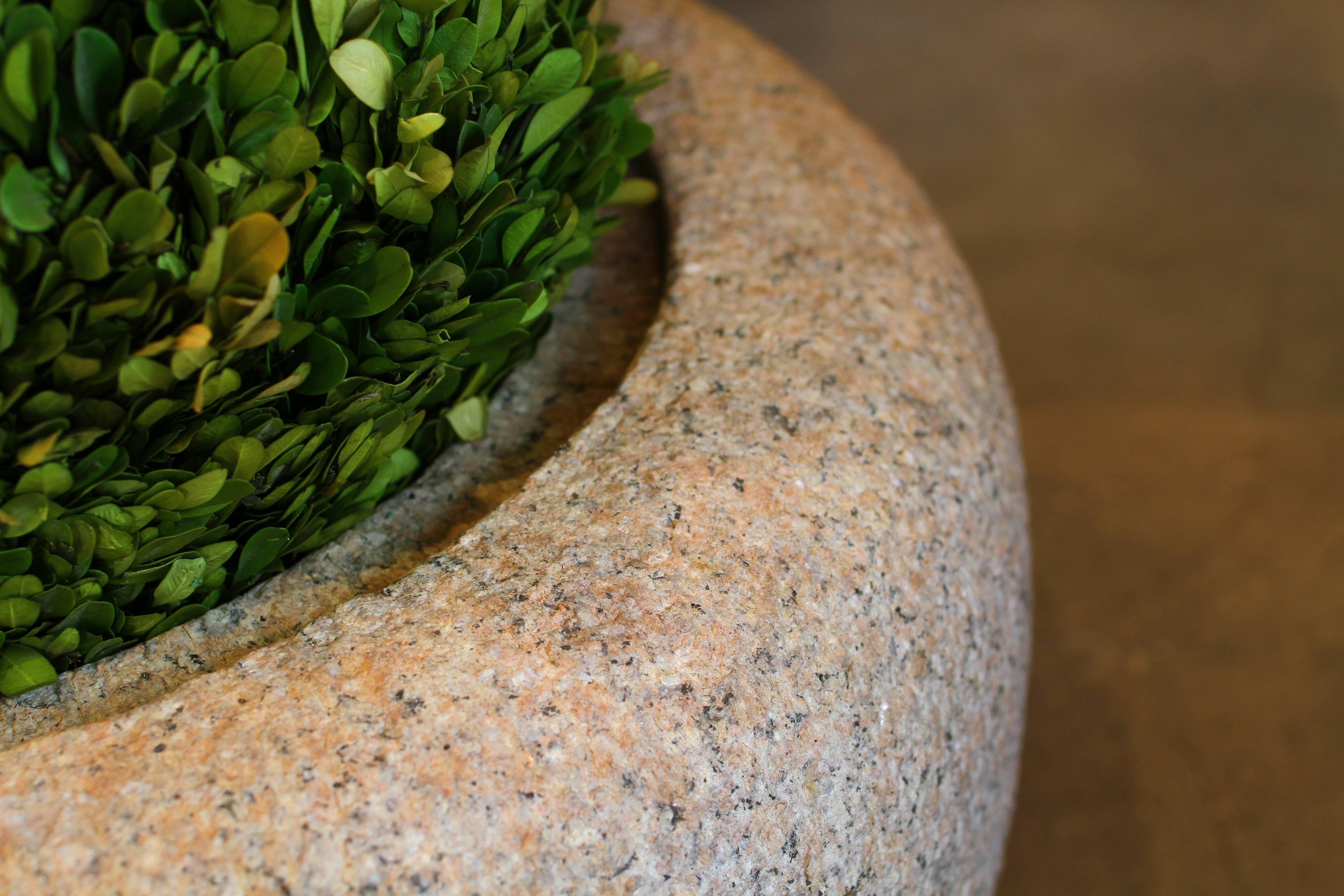 Organic Modern Fantastic Pair of Solid Granite GArden Planter Bowls