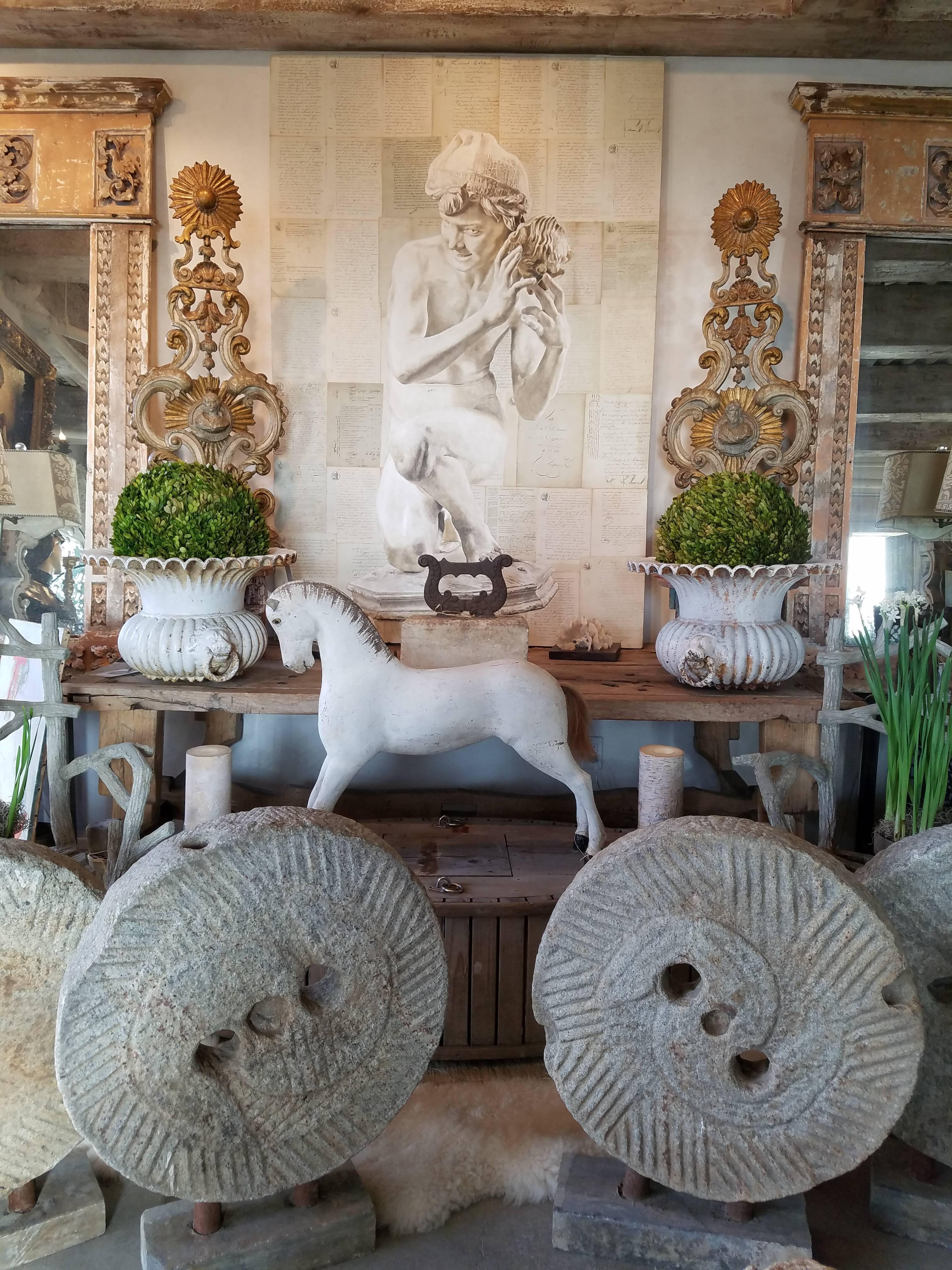 Fabulous Carved 19th Century Granite Millstones on Stand For Sale 2
