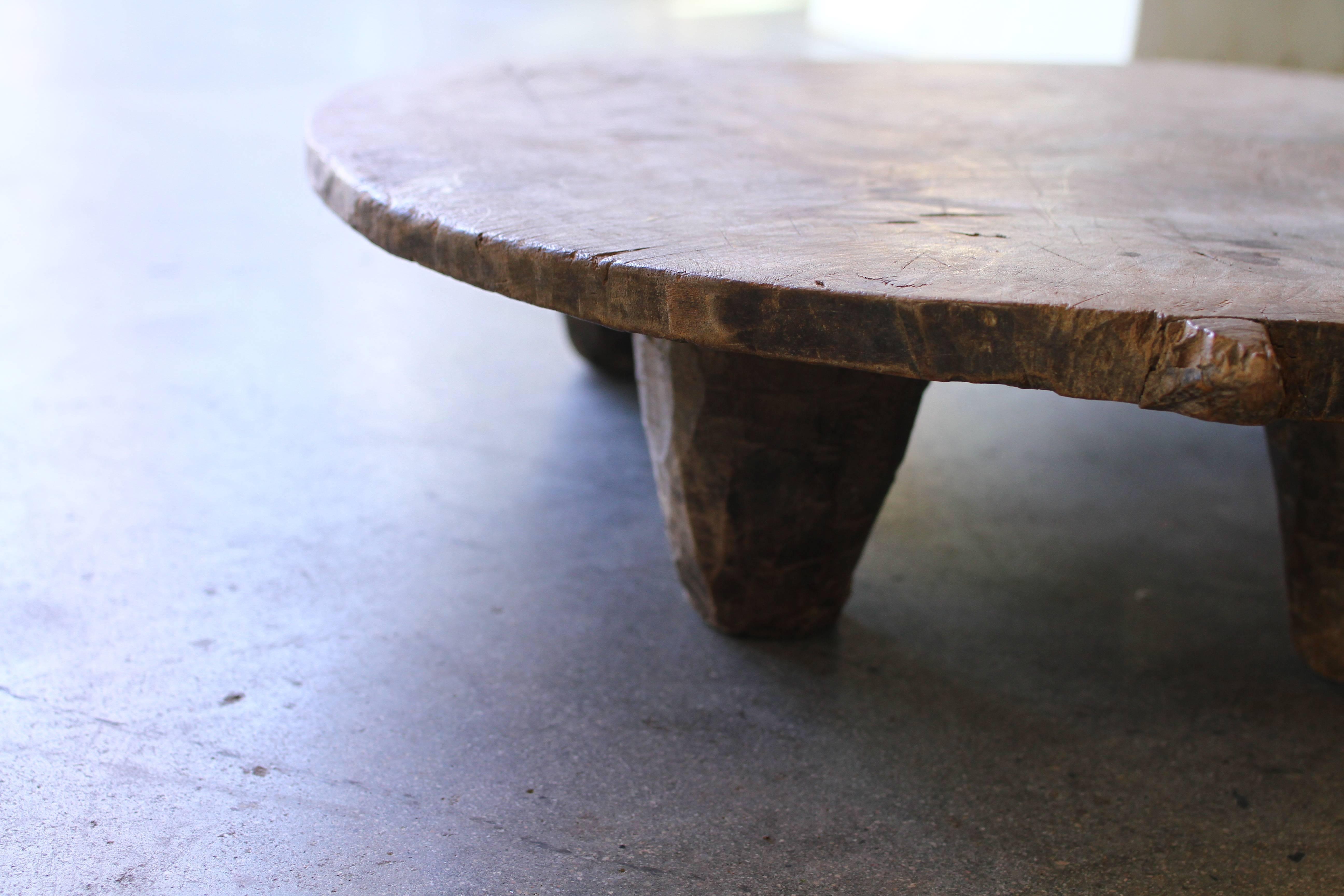 19th Century Fabulous Hand Carved Wood Rustic Footed Tray For Sale