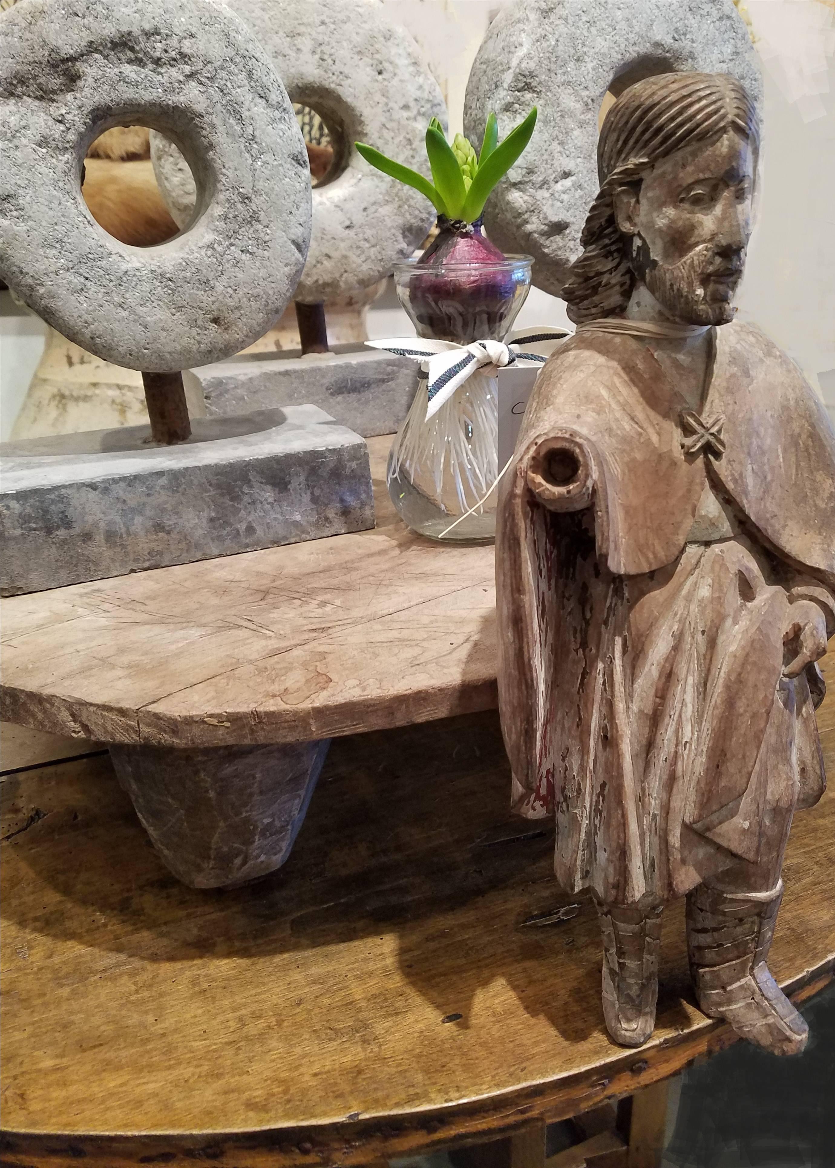 Fabulous Hand Carved Wood Rustic Footed Tray For Sale 3