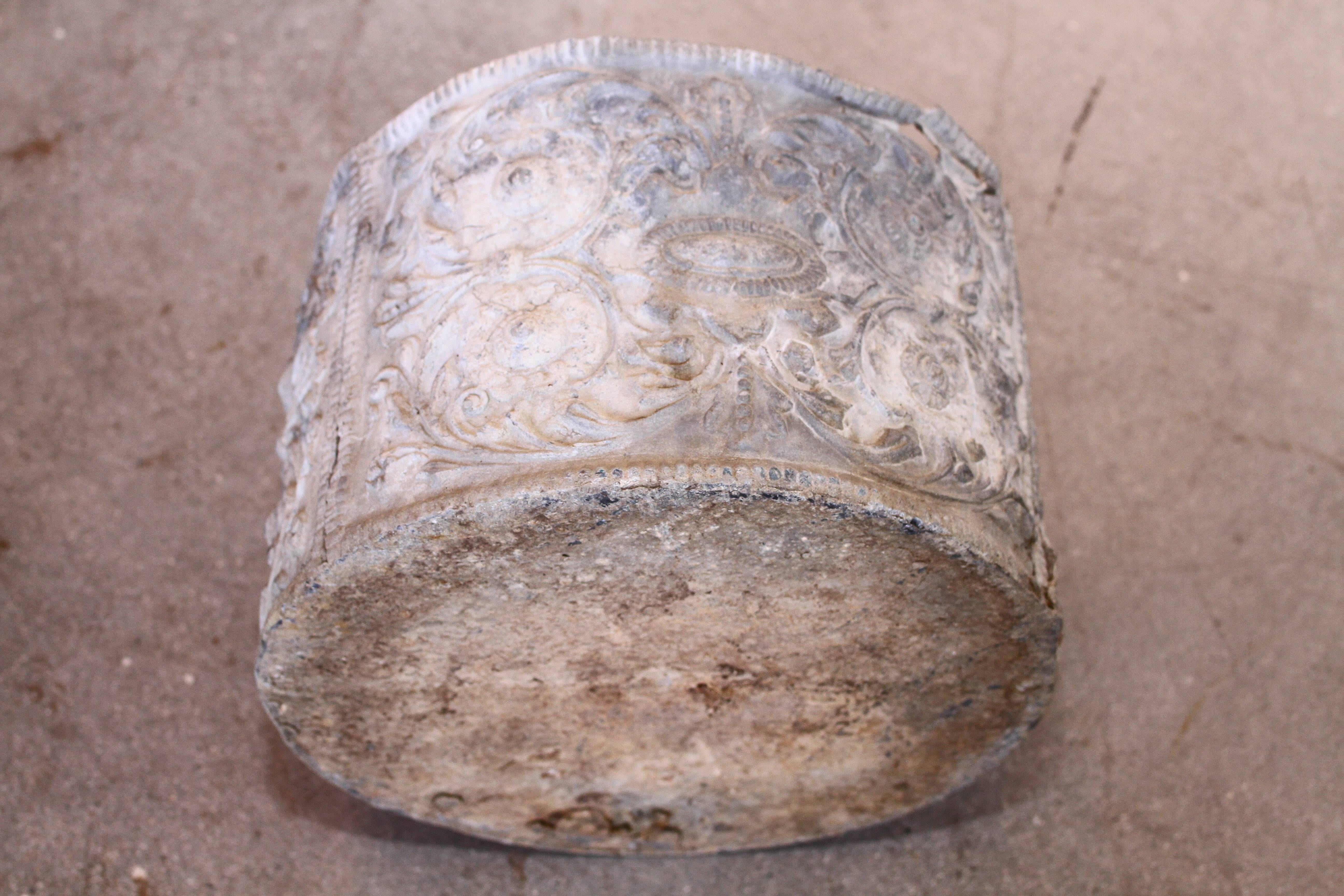 19th Century English Lead Planter with Renaissance Cartouche Relief Design For Sale 4