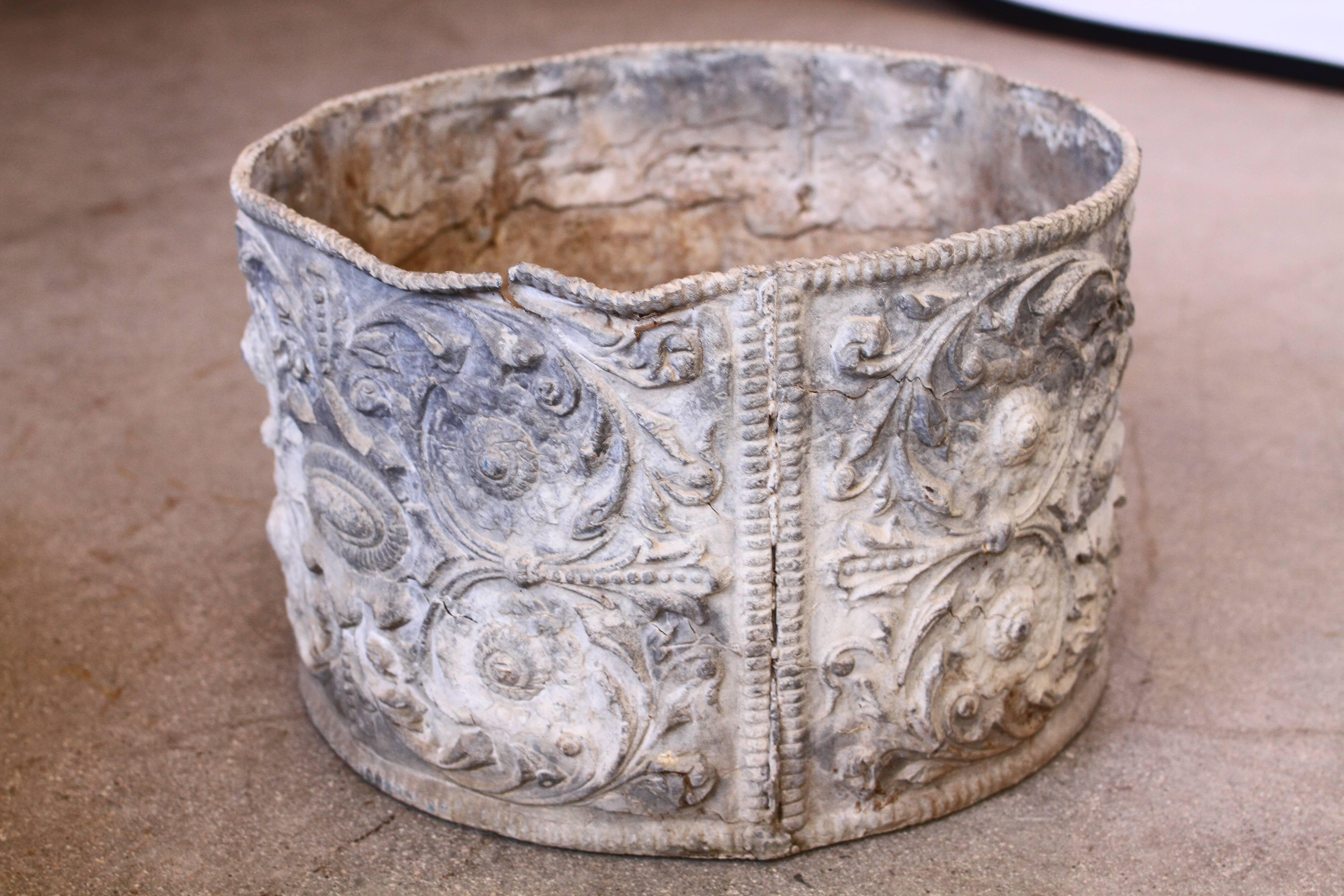 19th Century English Lead Planter with Renaissance Cartouche Relief Design For Sale 7