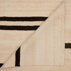 Cream and Brown Heavy Wool Kilim Rug