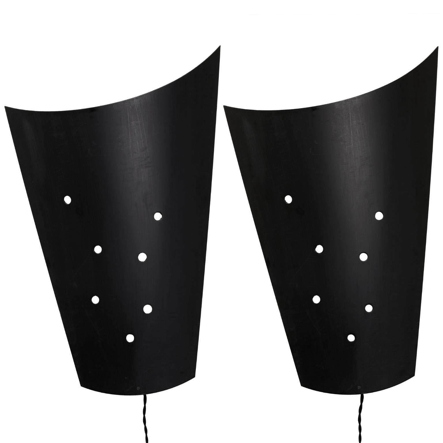 Pair of 1980s Metal Sconces from French Cinema For Sale