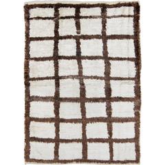 Vintage Brown and Cream Square Tulu Rug