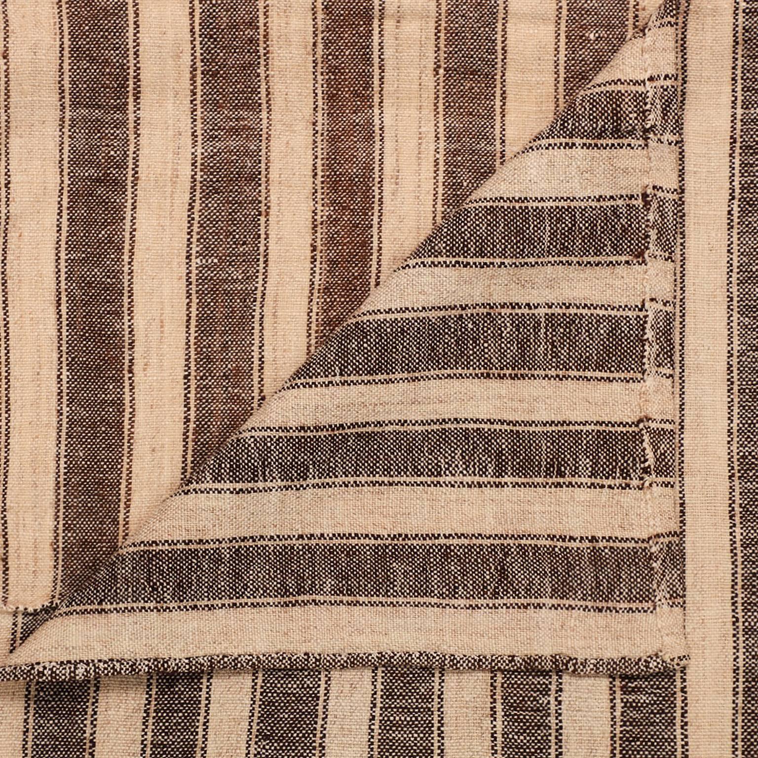 Individually woven panels in contrasting stripes are hand-stitched together to create an unexpected and large-scale composition. 

This vintage rug has its own distinctions and imperfections. Minor wear, flaws and discolorations may be expected,