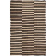 Tan and Brown Vintage Mazandaran Rug