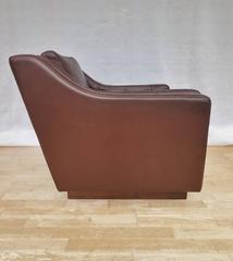 Mid-Century Retro Danish Brown Leather and Rosewood Easy Lounge Armchair 1960s