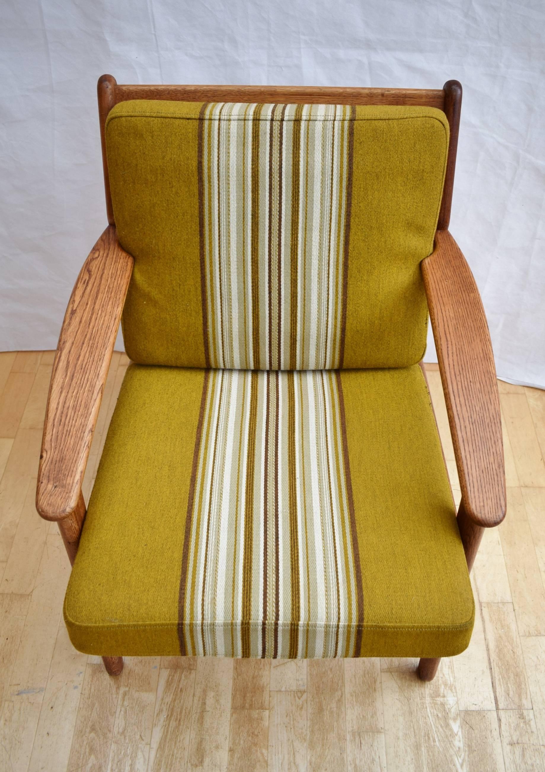 Wool Mid-Century Retro Danish Oak Poul M. Volther Model J55 for FDB Lounge Armchair