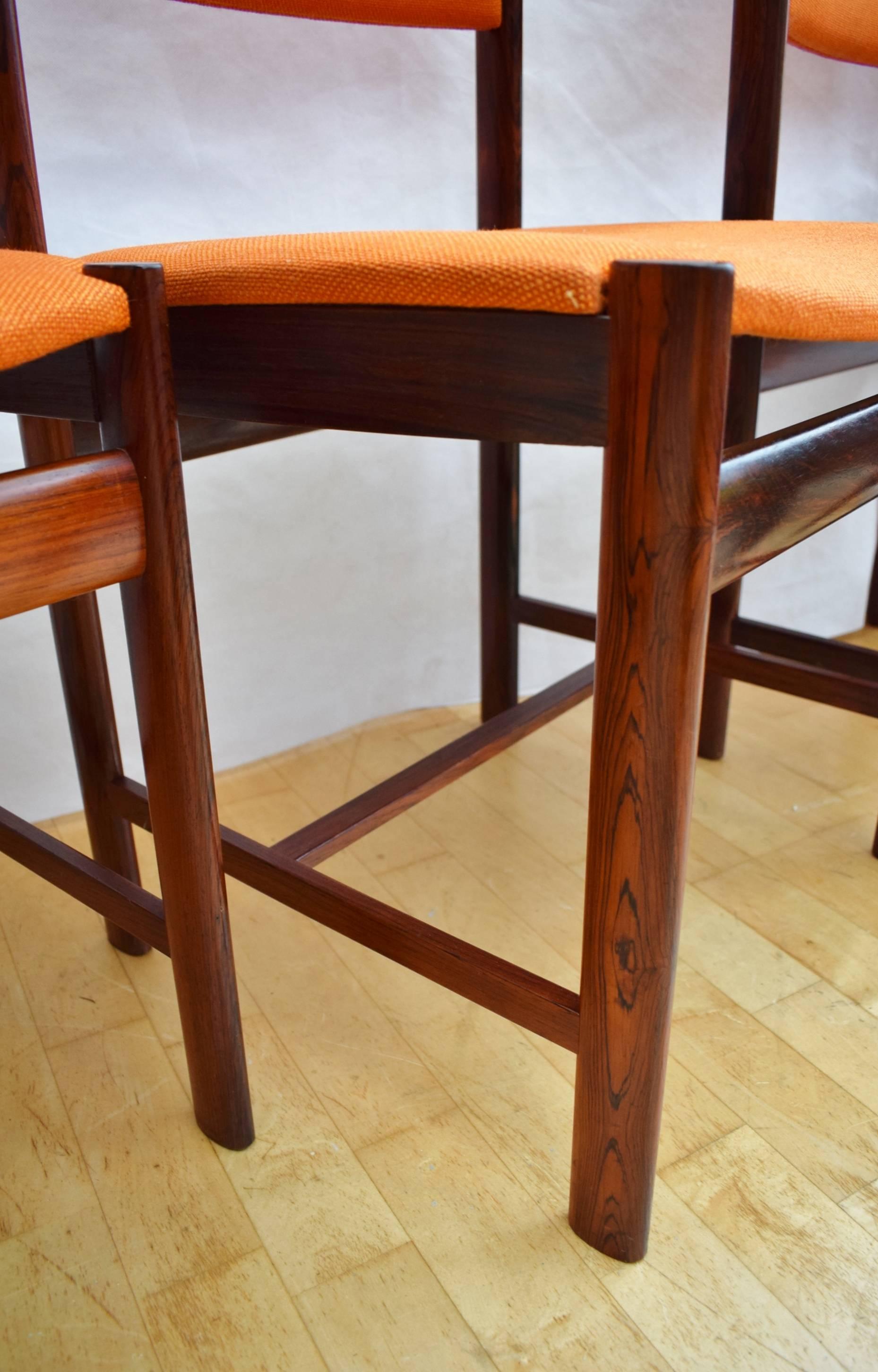 Late 20th Century Mid-Century Danish Set of Four Dining Chairs in Rio Rosewood by Dyrlund, 1970s