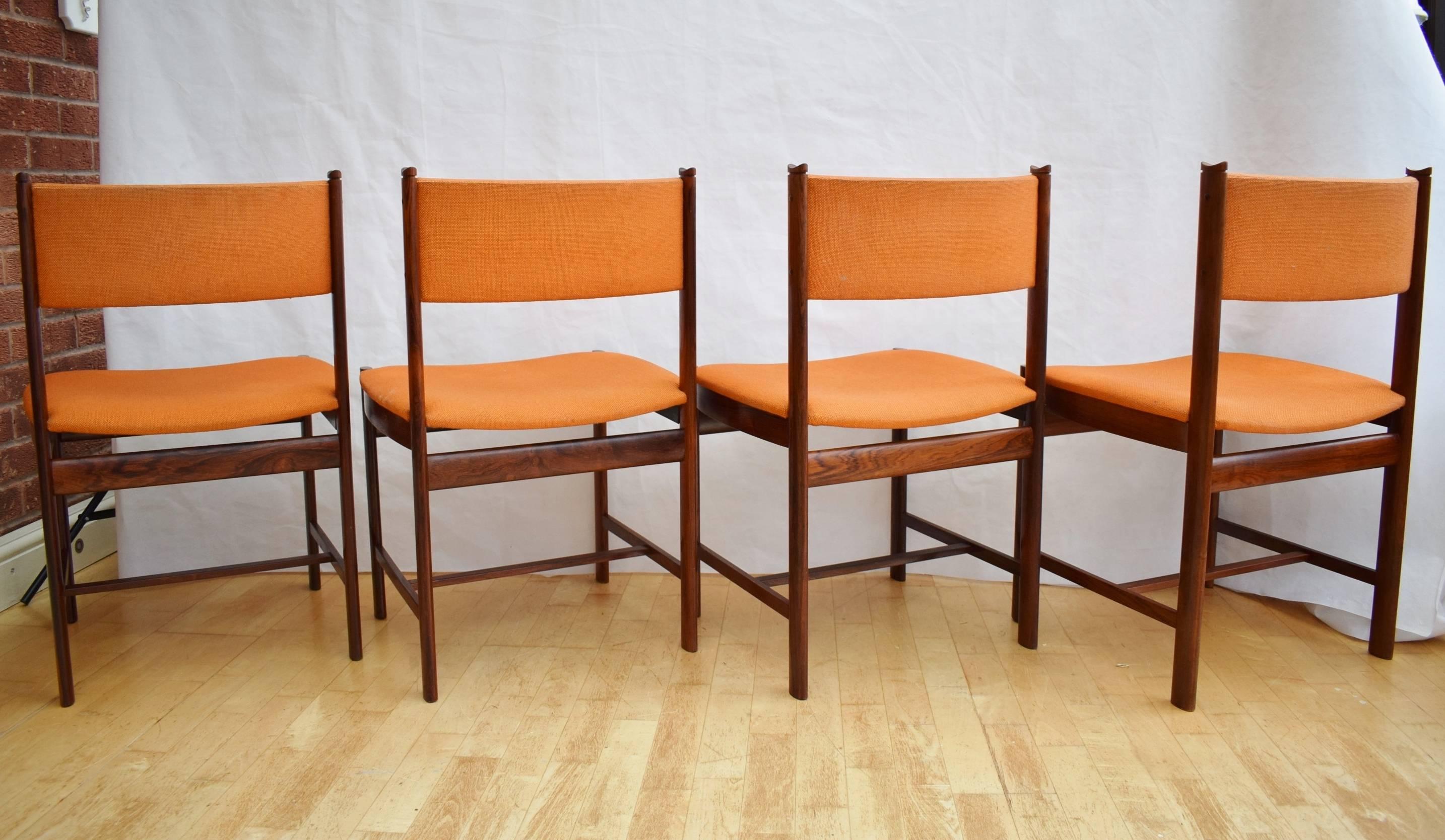 Mid-Century Danish Set of Four Dining Chairs in Rio Rosewood by Dyrlund, 1970s 4