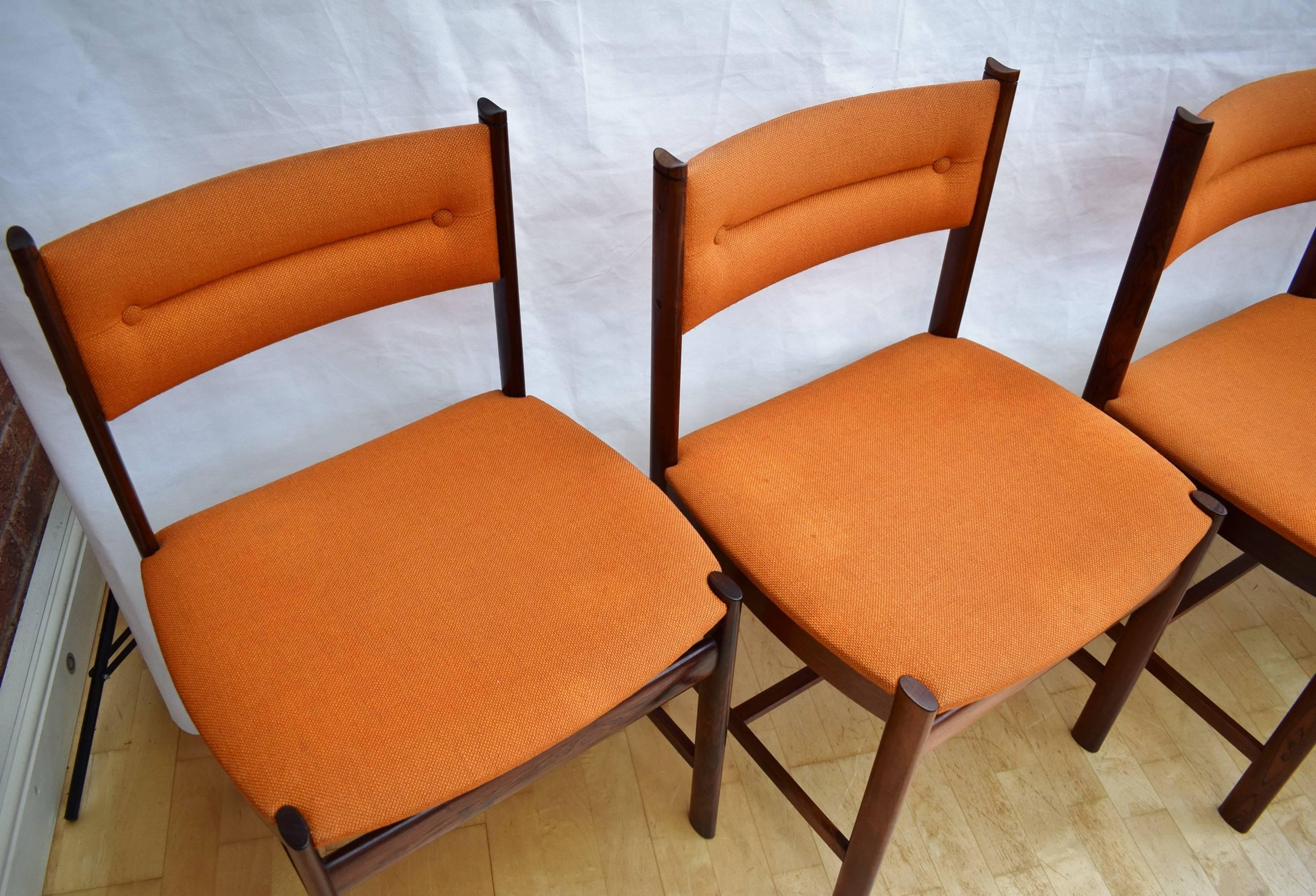 Mid-Century Danish Set of Four Dining Chairs in Rio Rosewood by Dyrlund, 1970s 3