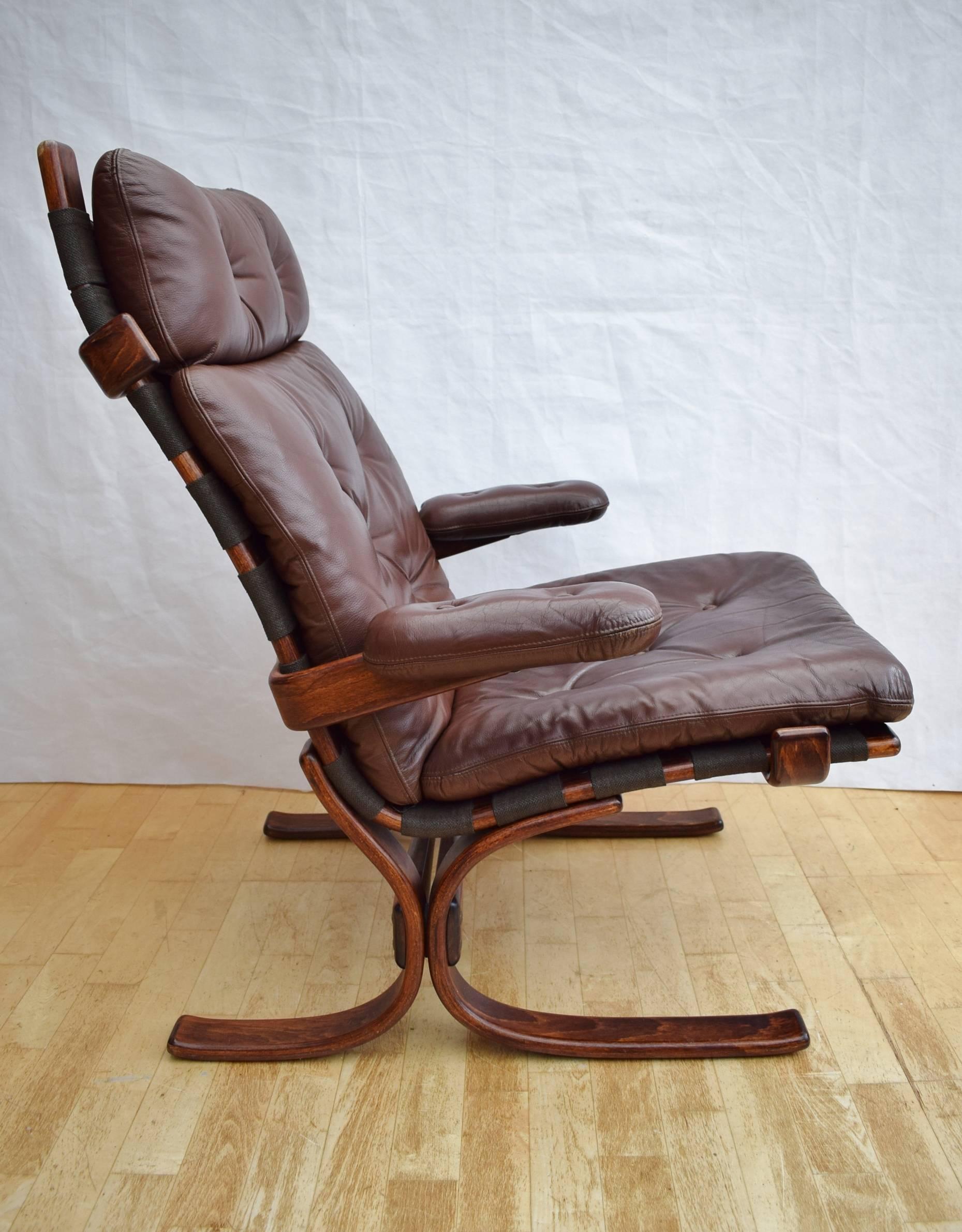 Mid-Century Retro Norwegian Westnofa Brown Leather Lounge Armchair, 1960s-1970s For Sale 1