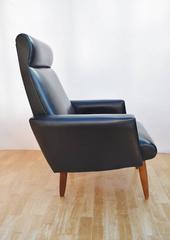 Mid-Century Retro Danish Black Leather Easy Lounge Armchair, 1960s-1970s