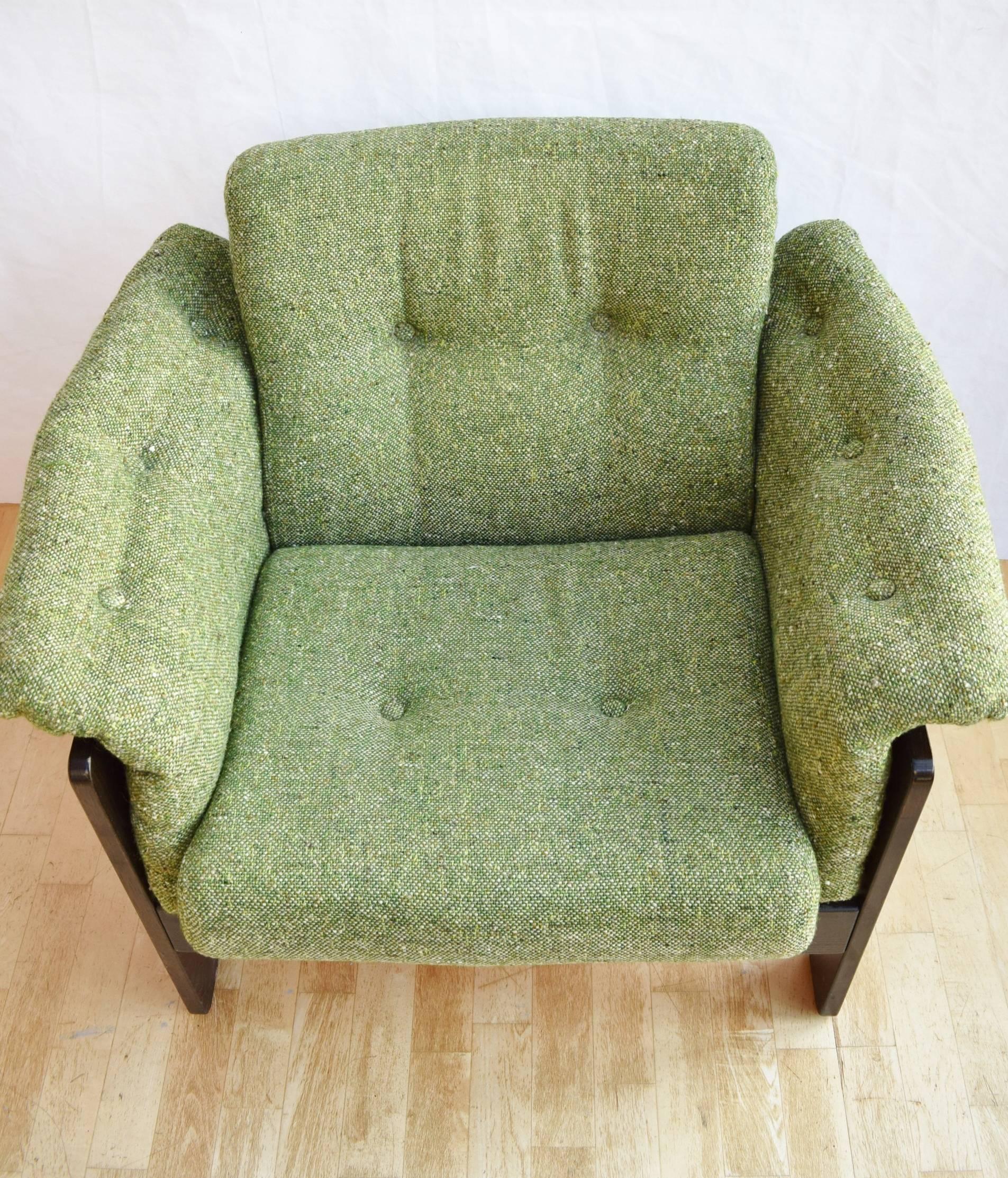 Mid-Century Modern Mid-Century Retro Danish Woollen Percival Lafer Style Easy Lounge Armchair 1970s