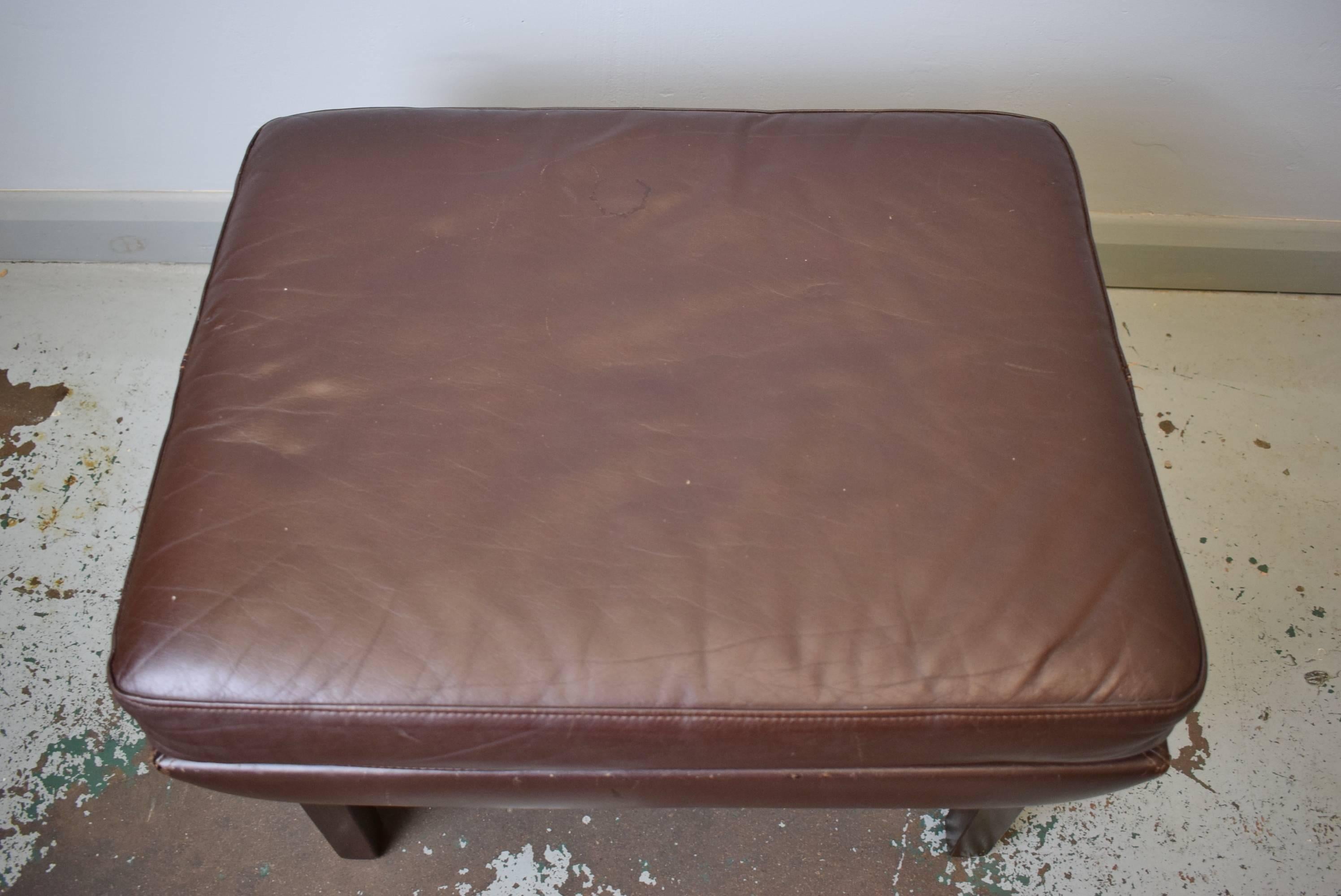 Mid-Century Modern Mid-Century Retro Brown Leather Footstool or Ottoman Excellent Condition, 1960s
