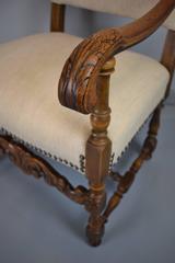 Pair of Oak Carolean Antique Style Open Armchairs in Excellent Condition