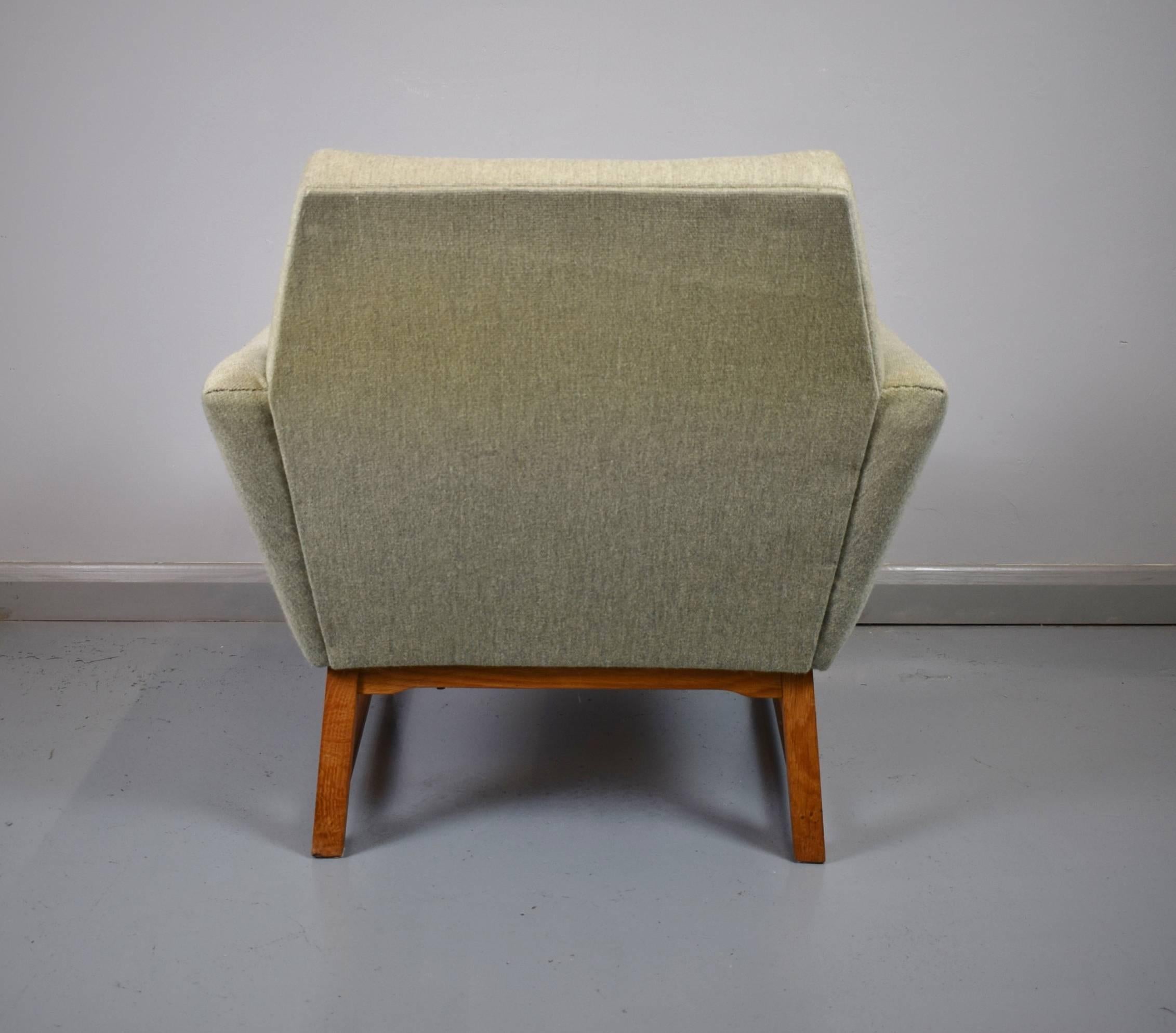 Mid-Century Modern Mid-Century Retro Danish Lounge Armchair and Footstool Oak Frame, 1950s-1960s For Sale