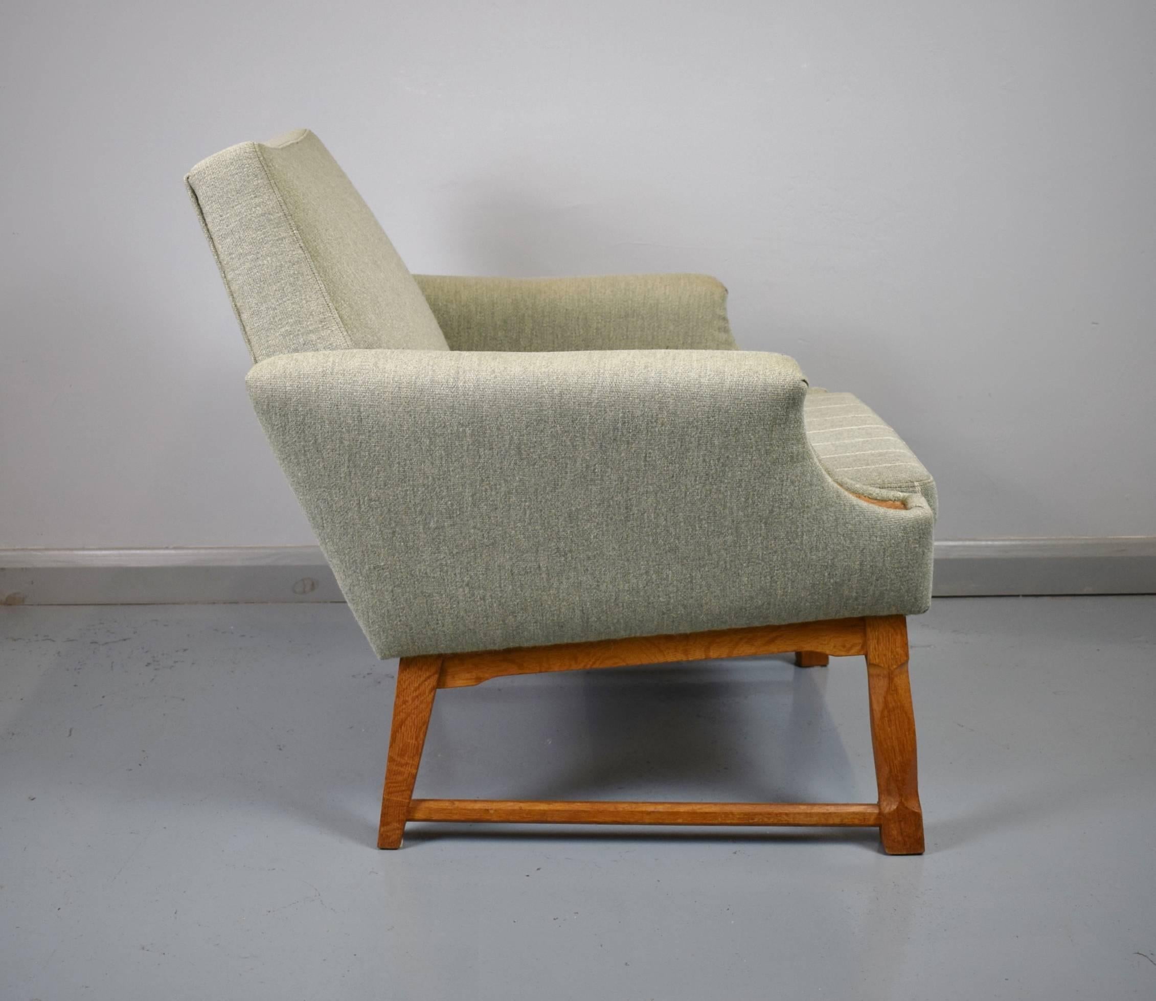 Mid-Century Retro Danish Lounge Armchair and Footstool Oak Frame, 1950s-1960s In Excellent Condition For Sale In Selston, Nottinghamshire